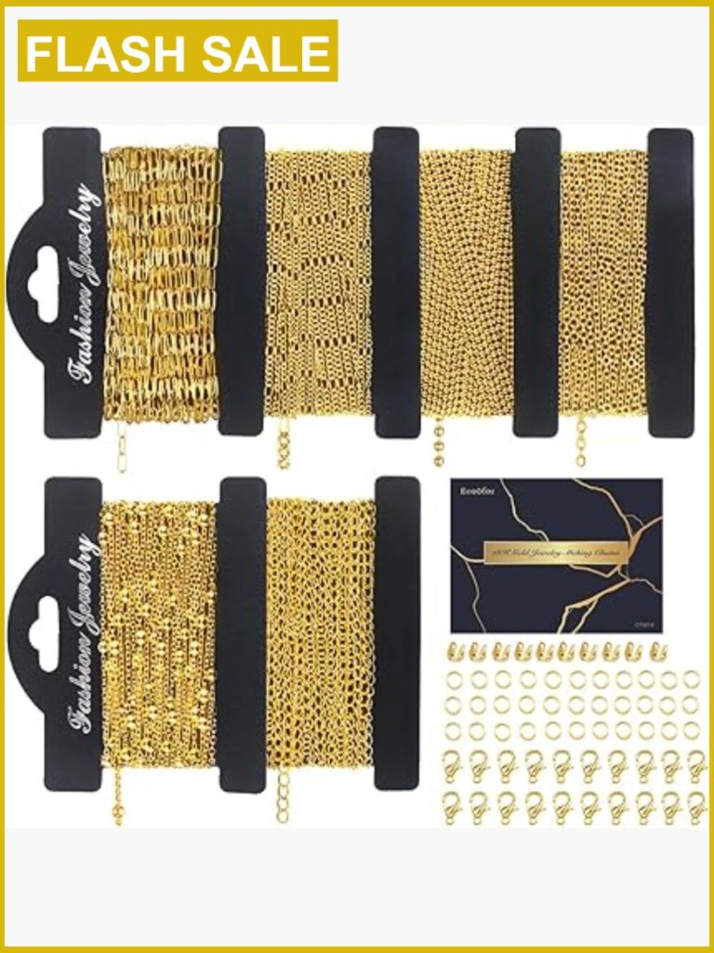 Gold Necklace Chains for Jewelry Making, 39.3 Feet 6 Rolls, DIY Craft Chains